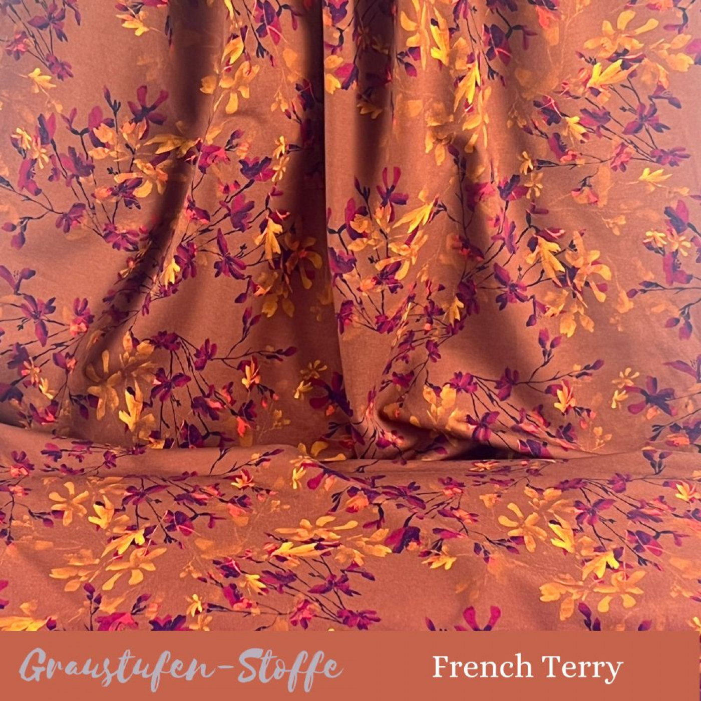 Arya cognac, Sommersweat / French Terry, exklusive Eigenproduktion von Graustufen-Stoffe